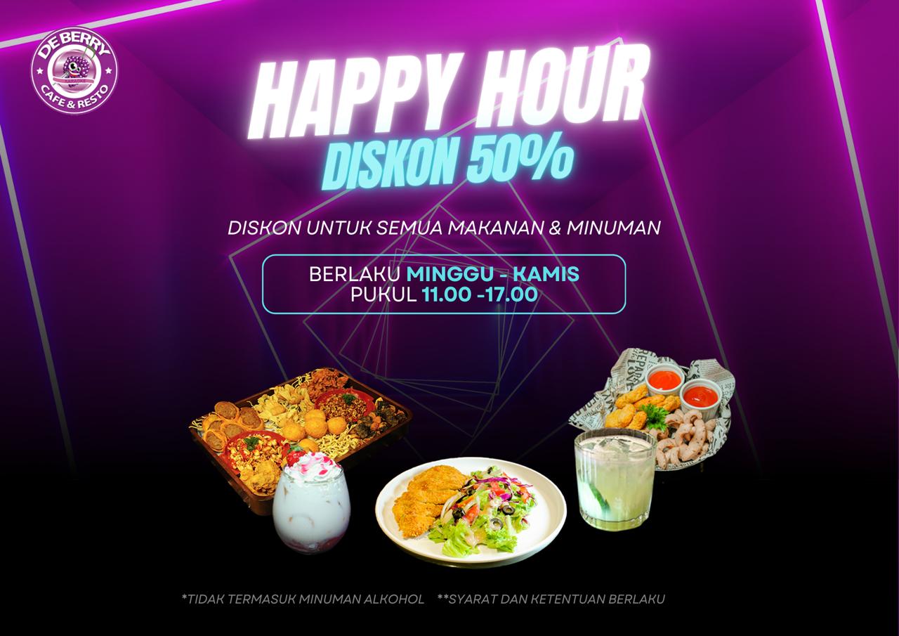 PROMO: Happy Hour 11.00-17.00 dapatkan diskon 50% untuk F&B.