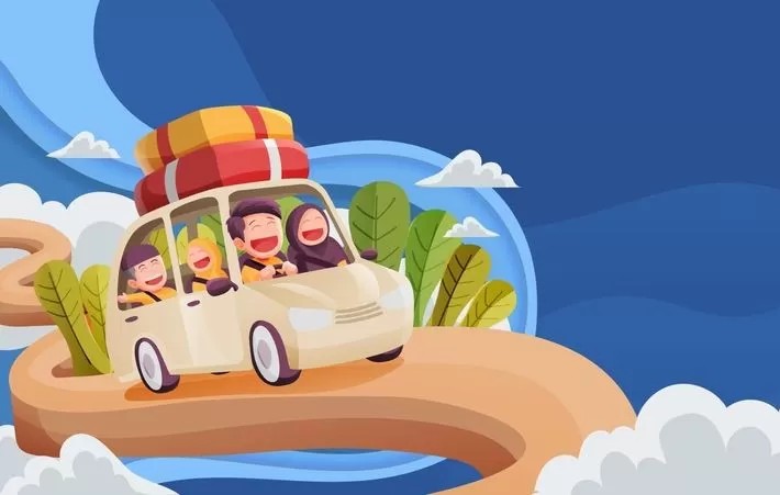Ilustrasi liburan asyik bersama keluarga