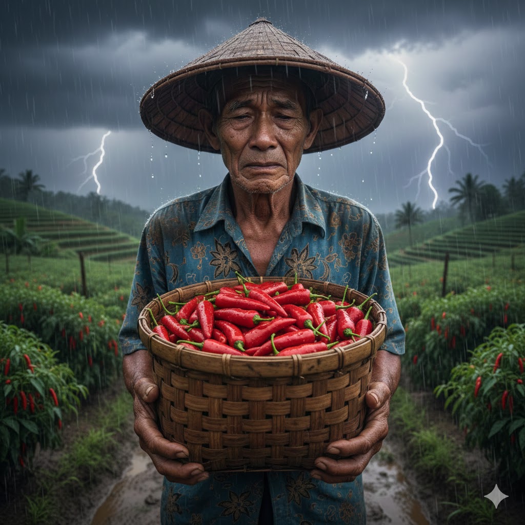 Cuaca buruk yang melanda Bali menyebabkan petani kesulitan melakukan panen sehingga menyebabkan harga melonjak.