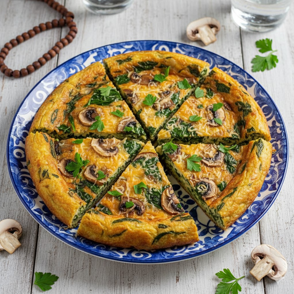 fritata bayam dan jamur