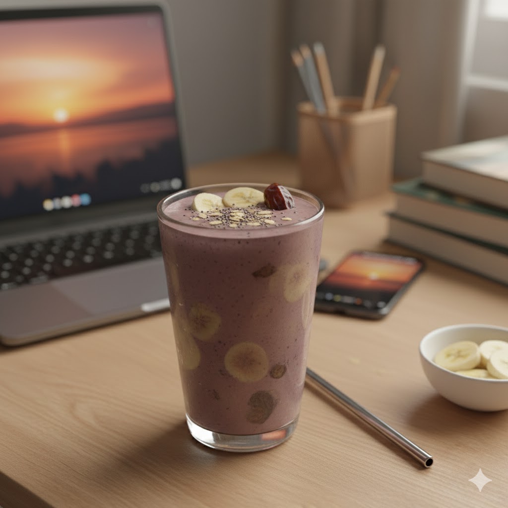 smoothies buah, oat, dan susu