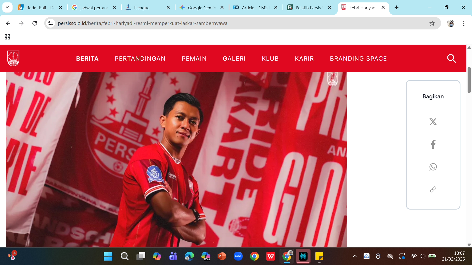 Legenda Persib Febri Hariyadi berpeluang turun melawan PSBS Biak. Pemilik 19 caps bersama Timnas Indonesia ini hanya tampil 8 kali di Persib sebelum dipinjamkan ke Persis Solo.