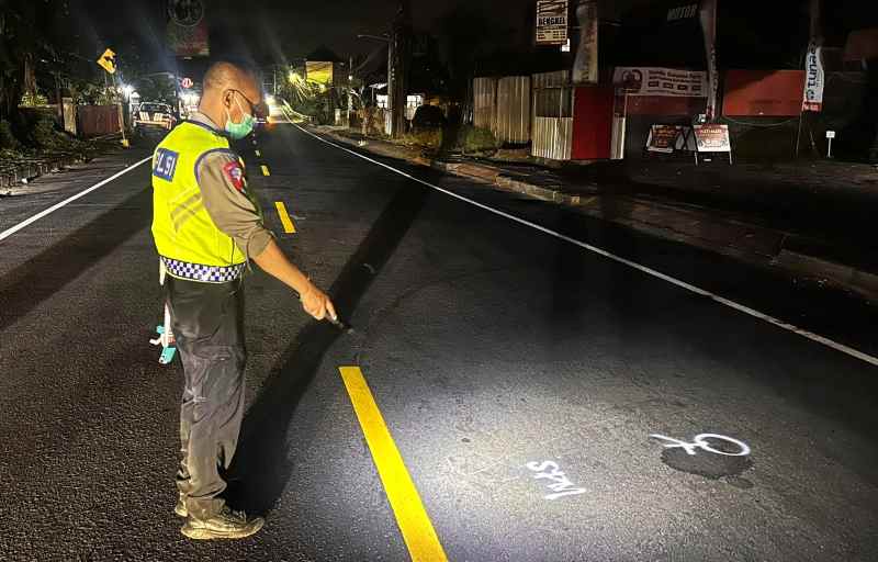 GELAR OLAH TKP : Polisi melakukan olah TKP di lokasi adu jangkrik jalur tengkorak Denpasar-GIlimanuk tepatnya di Desa Berembeng, Selemadeg.. (ist)   