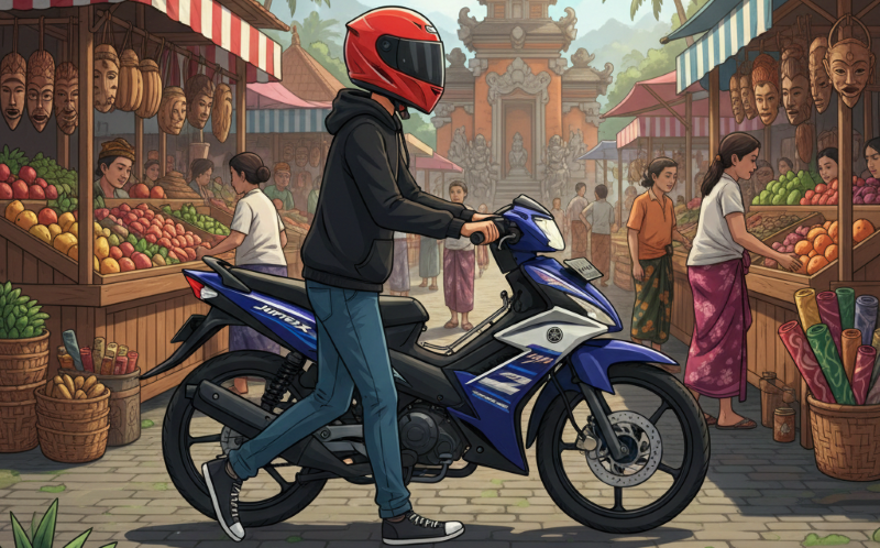 ilustrasi maling motor dekat pasar. (gambar digital gemini/radar bali)