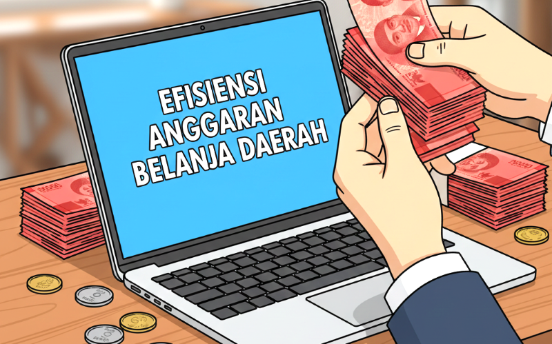 Ilustrasi efisien si dan anggaran belanja daerah. (gambar digital gemini/radar bali)