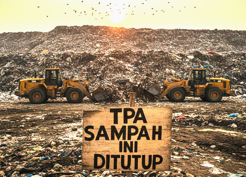 Ilustrasi penutupan TPA Pangkungparuk, Buleleng. (gambar digital/gemini/radar bali)