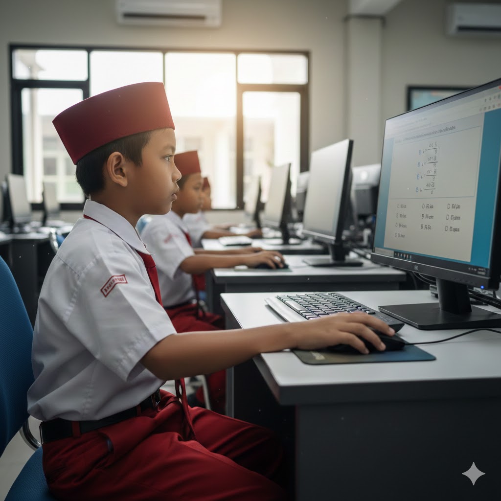 Ilustrasi siswa SD mengerjakan ujian online. Siswa kelas VI SD akan melaksanakan TKA pada 20-30 April 2026. 