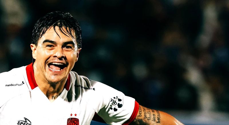 EMOSIONAL : Diego Campos semringah usai cetak gol bobol jarring Arema FC di Stadion Kanjuruhan ,Malang. (Media Bali United)