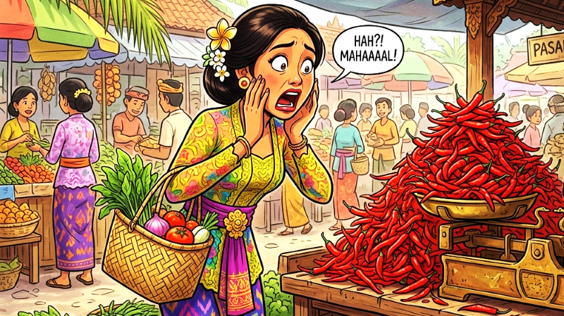 ilustrasi harga cabai melonjak jelang hari raya Nyepi dan Lebaran. (gambar digital  gemini/radar bali)