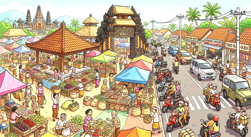 Ilustrasi aktivitas perekonomian di pasar rakyat, Karangasem. (gambar digital-radar bali)