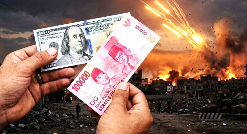 ilustrasi nilai tukar dollar-rupiah (gambar digital gemini-radar bali)