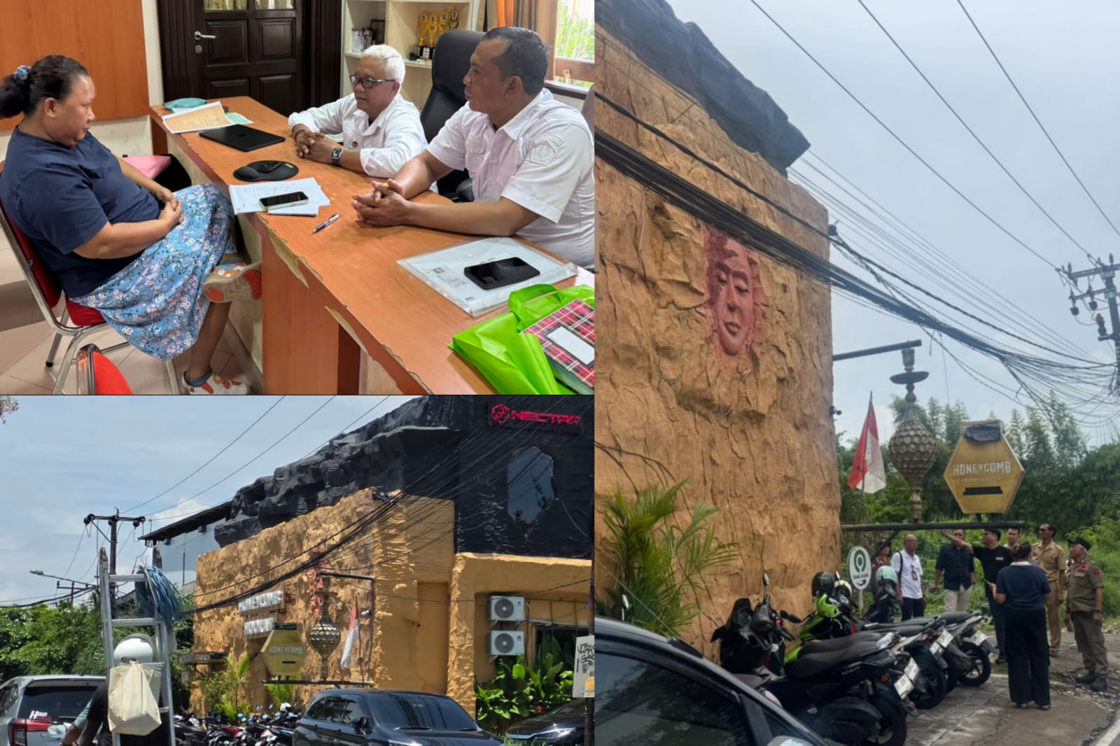PERIKSA: Manajemen Nectar diinterogasi dan petugas datangi TKP (foto kanan atas).  