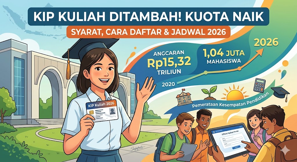Pemerintah naikkan anggaran KIP Kuliah 2026 jadi Rp15,32 triliun. Simak syarat, cara daftar akun, dan jadwal pendaftaran UTBK SNBT di sini.