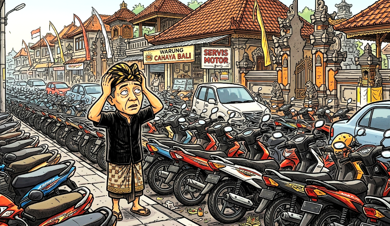 ilustrasi kendaraan yang menyesak di Bali. (gambar digital gemini/radar bali)