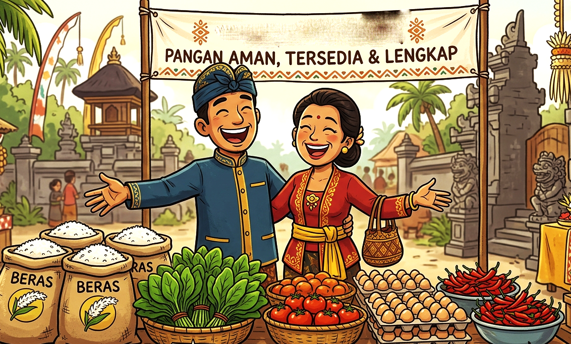 Ilustrasi ketersediaan pangan di Bali. (gambar digital gemini/radar bali)