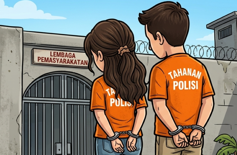 ilustrasi sejoli pelaku pencurian .(gambar digital gemini/radar bali)