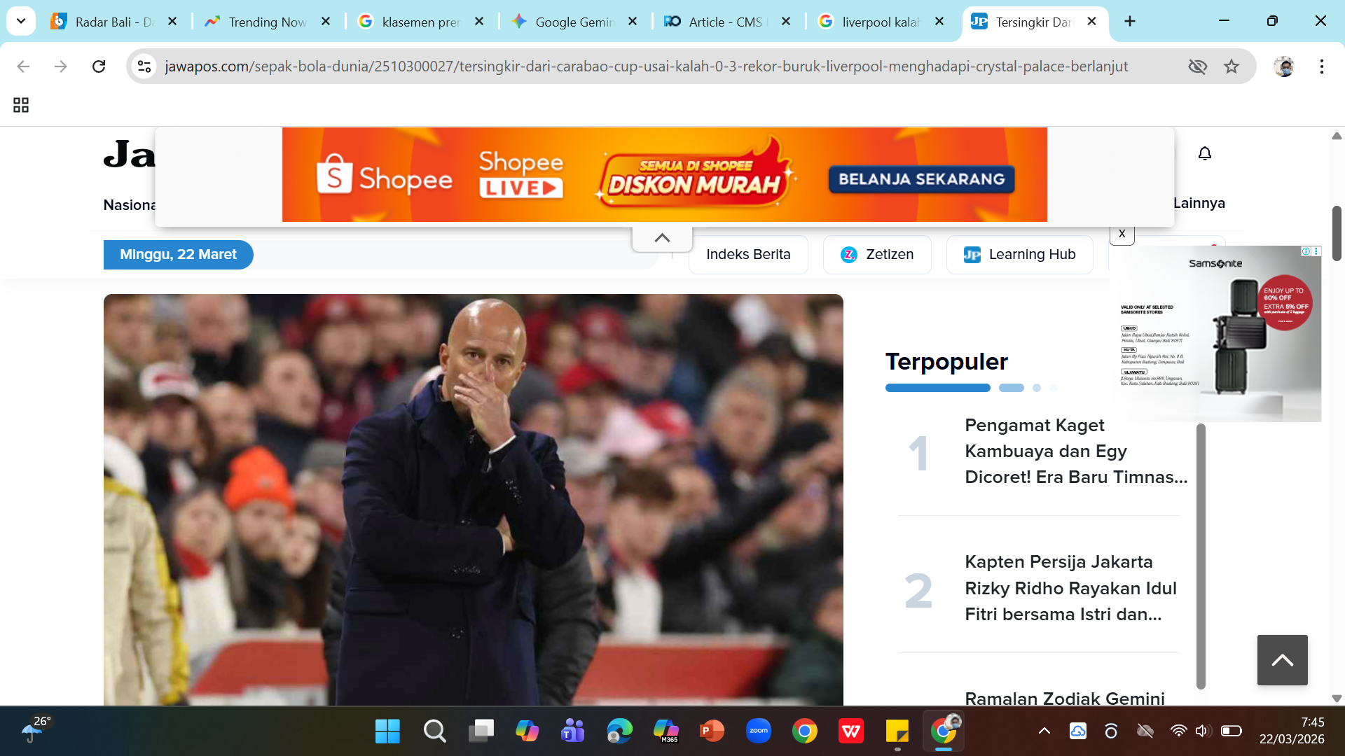 Pelatih Liverpool Arne Slot.