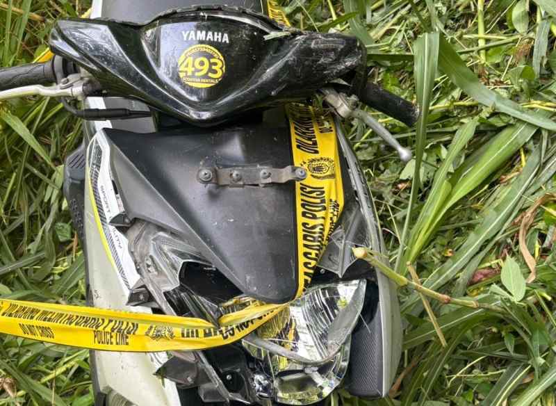 KECELAKAAN MAUT : Motor Yamaha Gear DK 5650 ACS, Minggu (22/3/2026) ringsek setelah masuk jurang. (Foto: Humas Polres Bangli)
