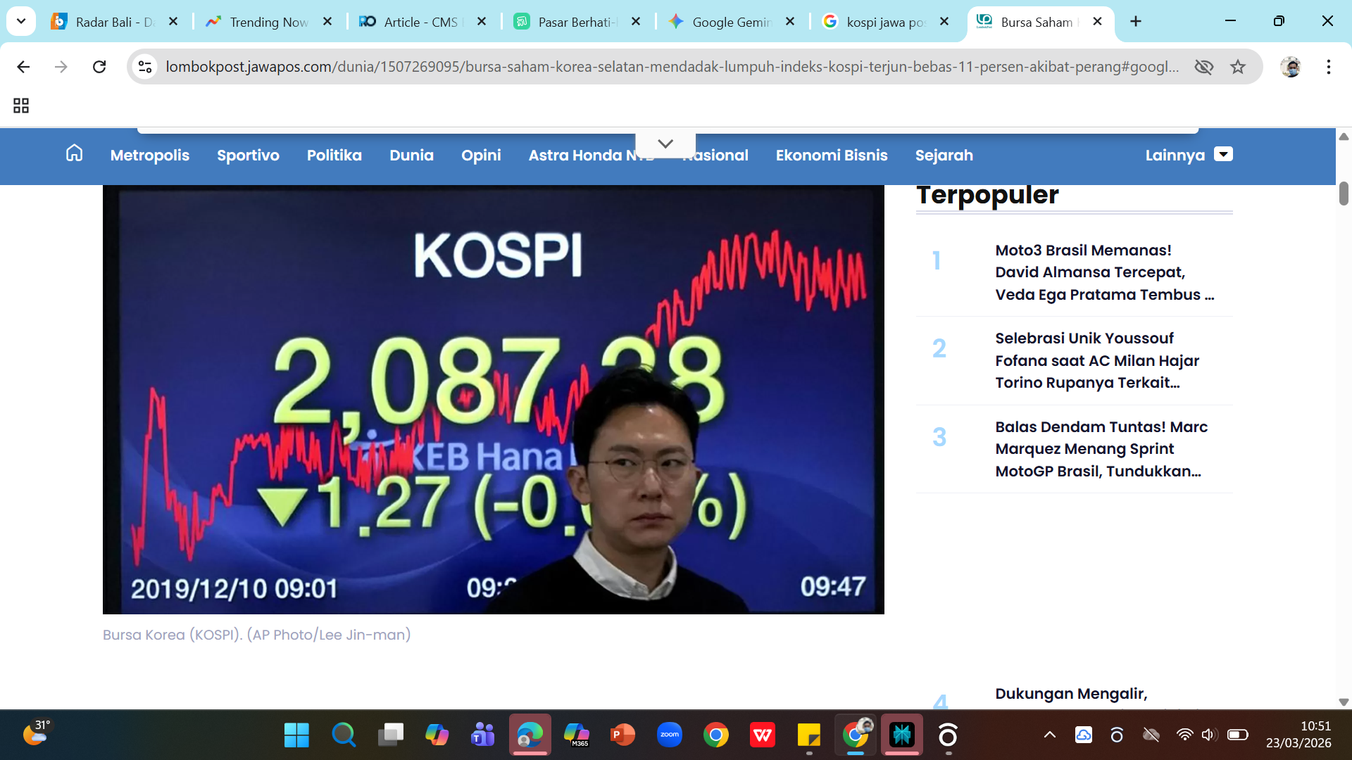Bursa Korea (KOSPI). (AP Photo/Lee Jin-man)