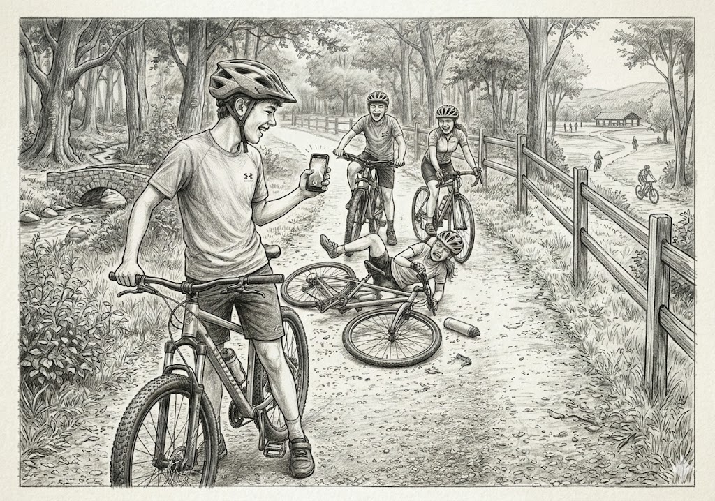 Contoh portofolio Seni Rupa, Desain, dan Kriya UTBK SNBT 2026 dengan tema Konten Bersepeda Digital.