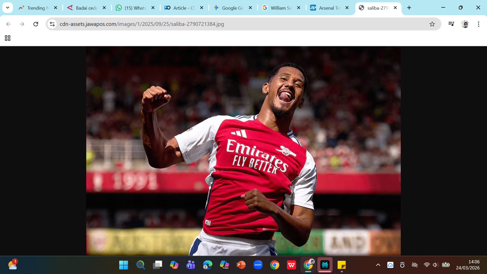 Bek Arsenal William Saliba mundur dari panggilan Timnas Prancis karena cedera yang dialami setelah melawan City di final Carabao Cup. 