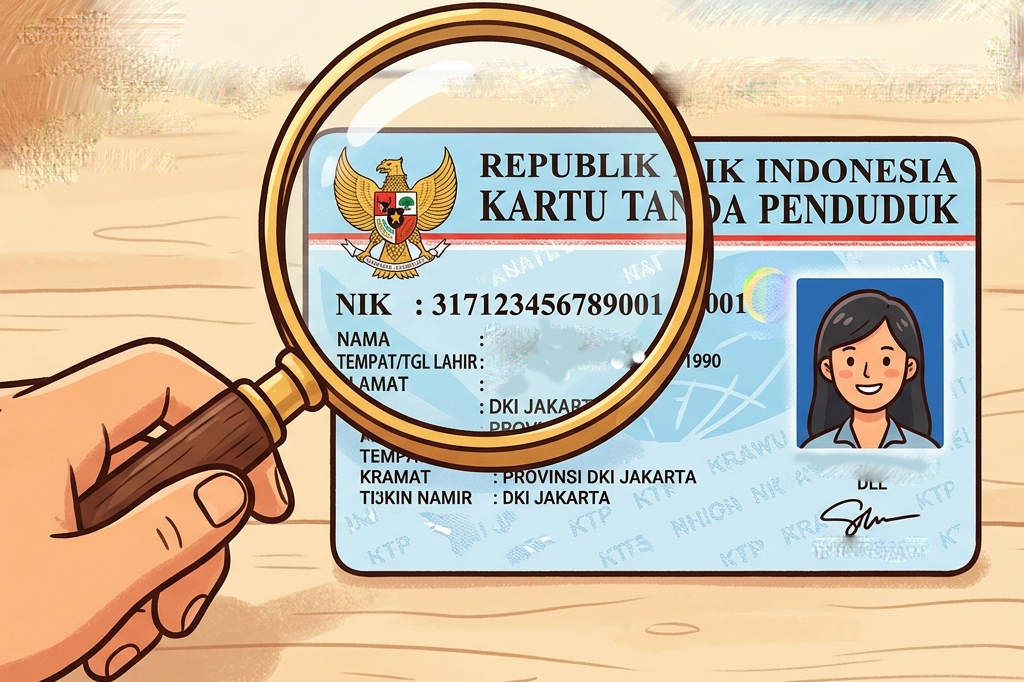 ilustrasi pemeriksaan identitas penduduk. (gambar digital gemini/radar bali)