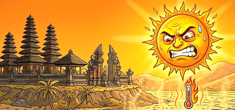 ilustrasi cuaca panas akibat siklon tropis. (gambar digital gemini/radar bali)