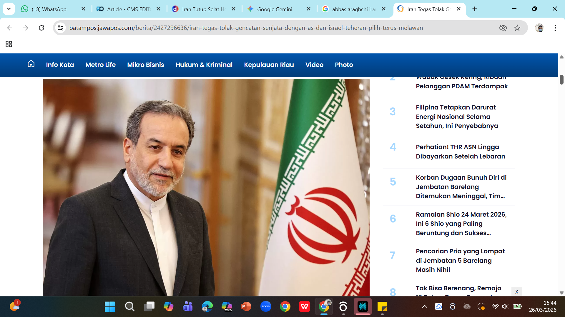 Menteri Luar Negeri Iran Abbas Araghchi. 