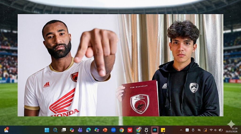 Yuran Fernandes (kiri) dan Victor Dethan dikabarkan merapat ke Persebaya setelah kontrak di PSM Makassar berakhir pada 31 Mei 2026.  