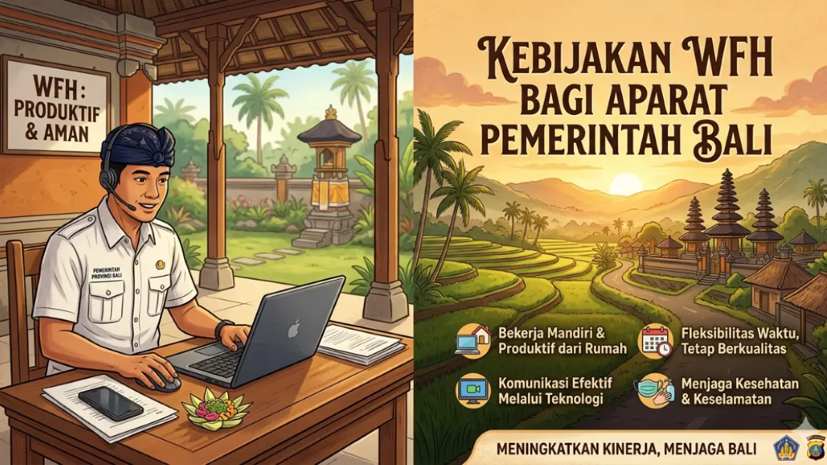 EFISIEN: Kebijakan WFH (Work From Home) bagi aparatur pemerintahan di Bali dimulai 10 April 2026. (Gemini AI/radarbali.id)