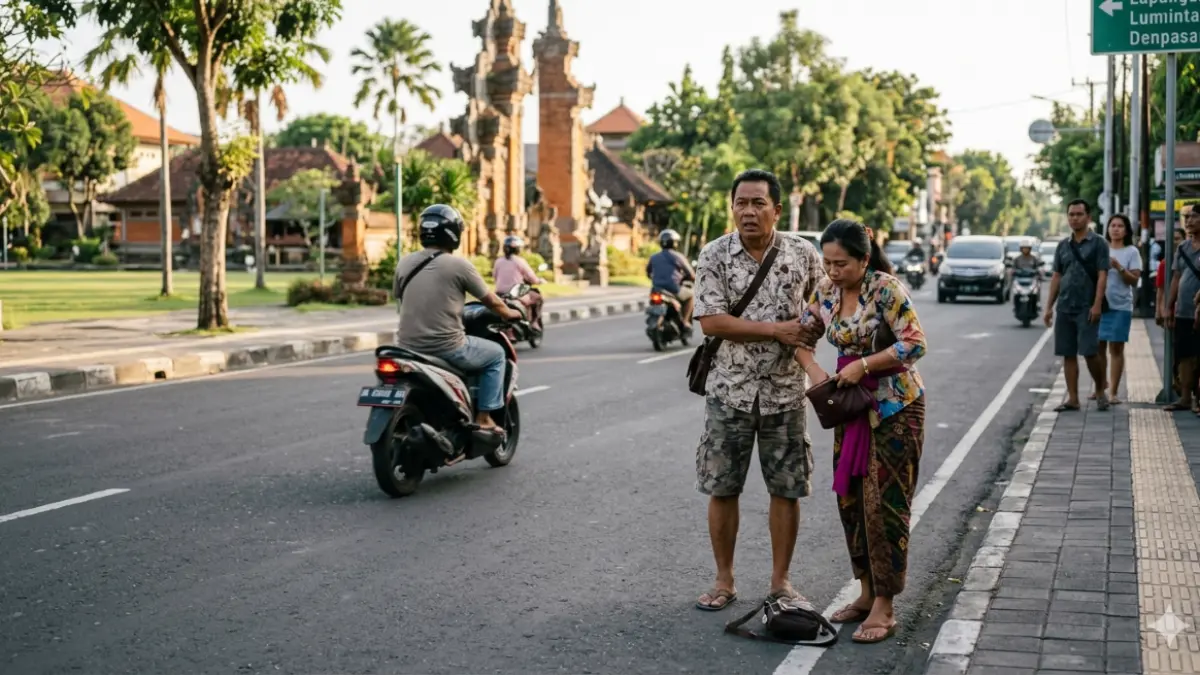 Ilustrasi pasangan suami istri diserempet pemotor di kawasan Lumintang Denpasar Bali