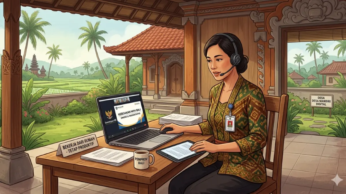 HEMAT ENERGI: Aturan teknis WFH di Bali sedang digodok jelang pemberlakuan mulai 10 April 2026. (Gemini AI/radarbali.id)