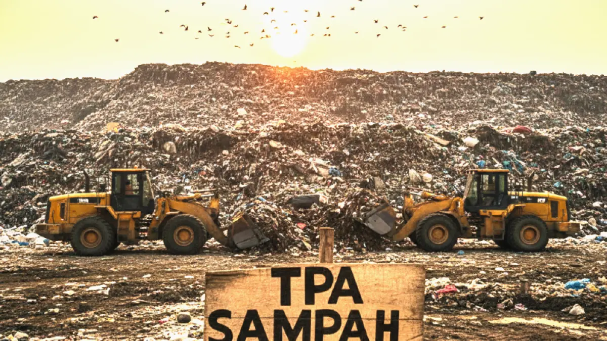 Ilustrasi penutupan TPA sampah di Suwung. (gambar digital gemini/radar bali)