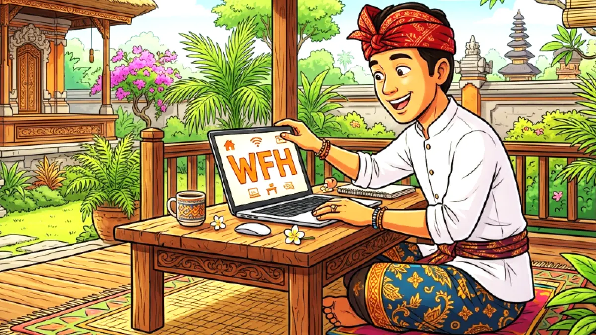 Ilustrasi WFH di hari Jumat .(gambar digital gemini)