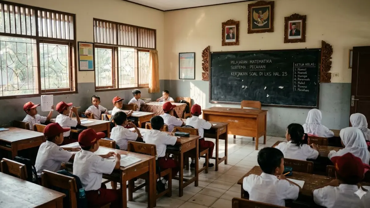 ilustrasi - Suasana pembelajaran tanpa kehadiran guru di kelas.  