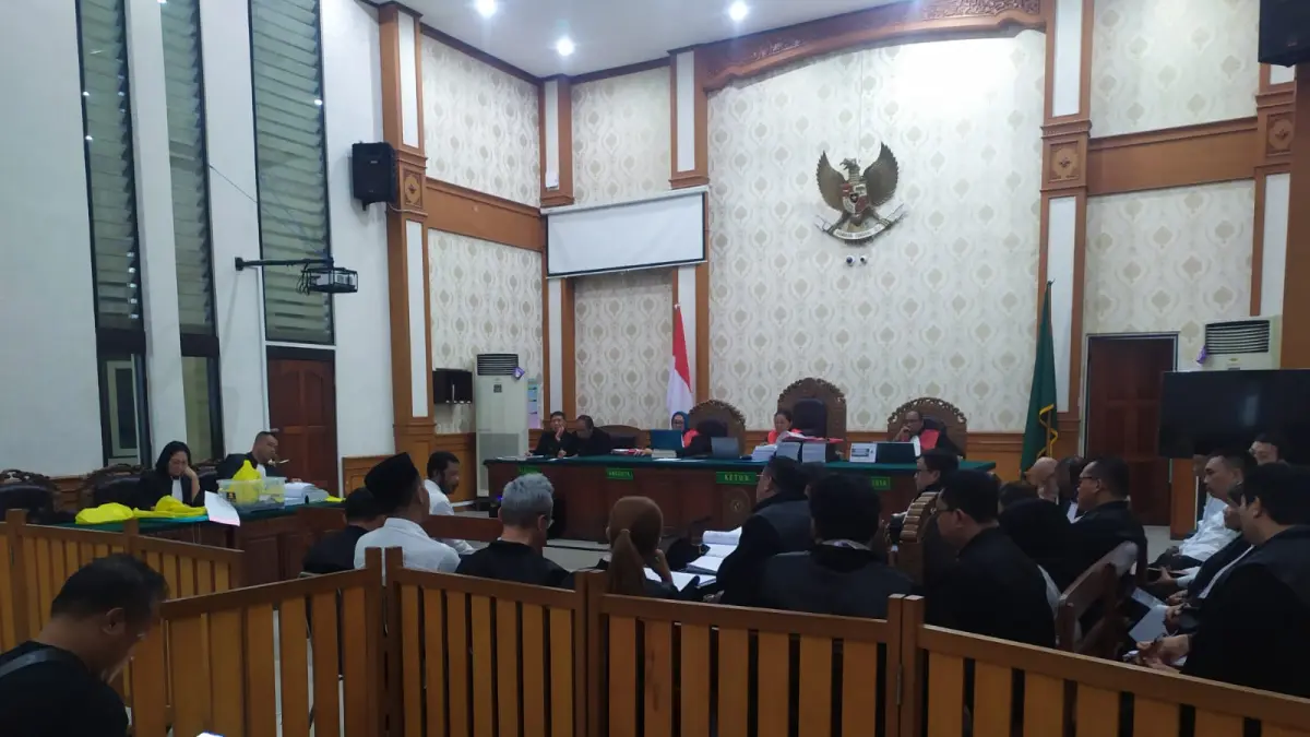 Suasana sidang kasus dugaan TPPO terhadap ABK KM Awindo 2A di PN Denpasar, Kamis (9/4/2026).&nbsp;