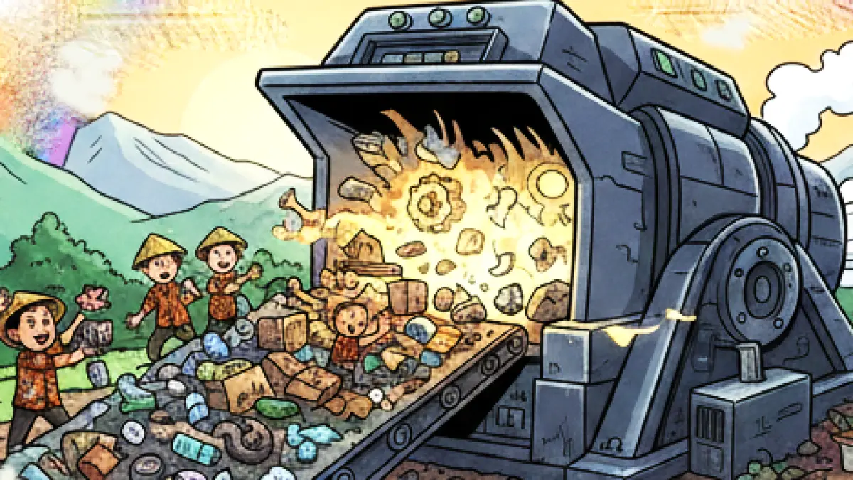 Ilustrasi mesin pengelola sampah residu. (gambar digital gemini/radar bali)