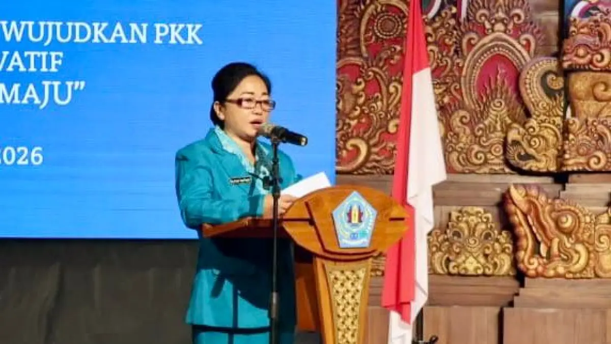 Ketua TP-PKK Kota Denpasar Ny.Sagung Antari Jaya Negara di Ruang Taksu Gedung Dharma Negara Alaya (DNA) Denpasar, Selasa (14/4).&nbsp;