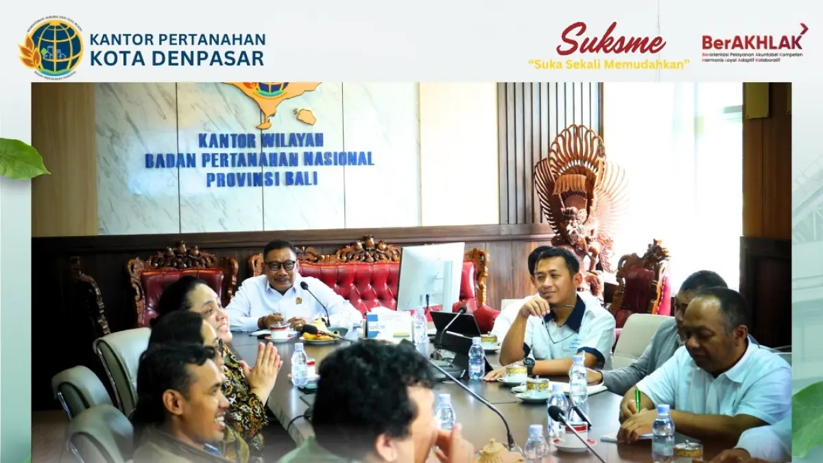 monitoring dan evaluasi kinerja Triwulan I Tahun 2026 yang diselenggarakan oleh Kantor Wilayah BPN Provinsi Bali (8/4/2026).