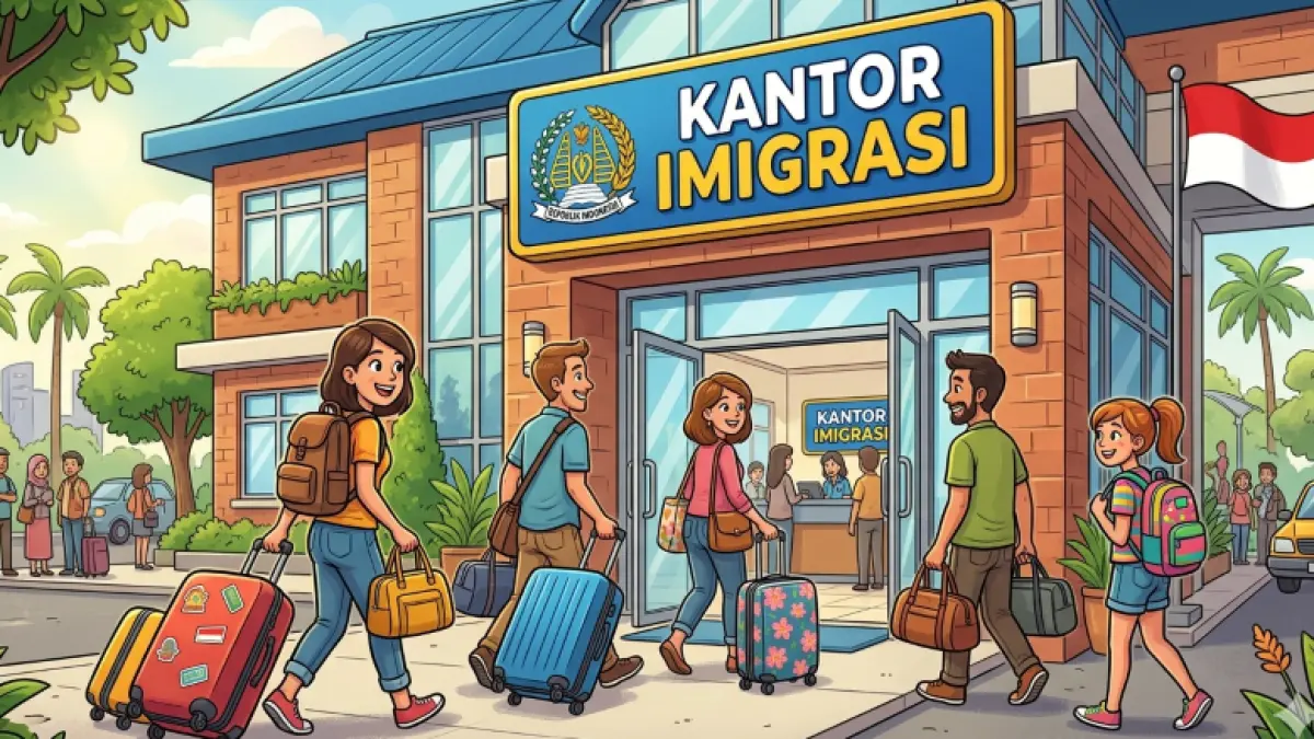 Ilustrasi para pekerja migran di kantor imigrasi. (gambar digital gemini/radar bali)