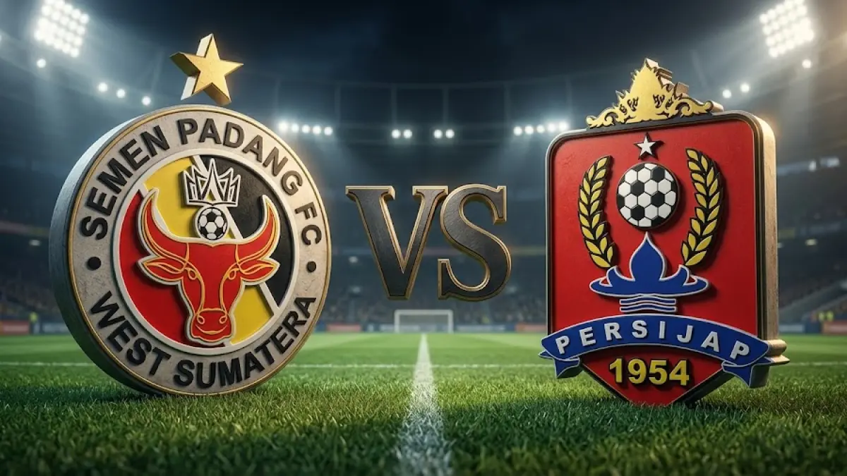 ilustrasi pertandingan Semen Padang FC vs Persijap Jepara di pekan ke-28 BRI Super League 2026. 