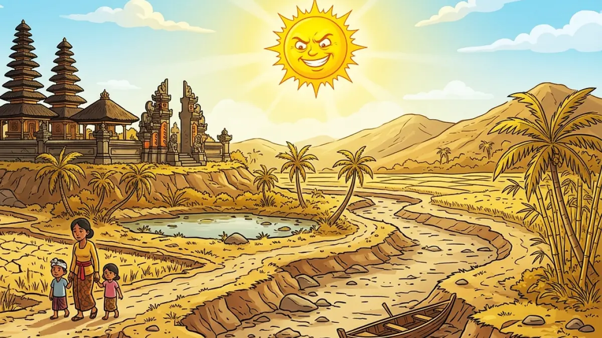 Ilustrasi kemarau panjang di Bali (gambar digital gemini/radar bali)