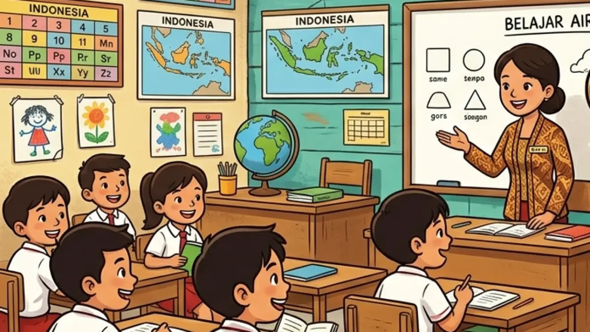 Ilustrasi suasana belajar mengajar di sekolah. (gambar digital gemini/radar bali)