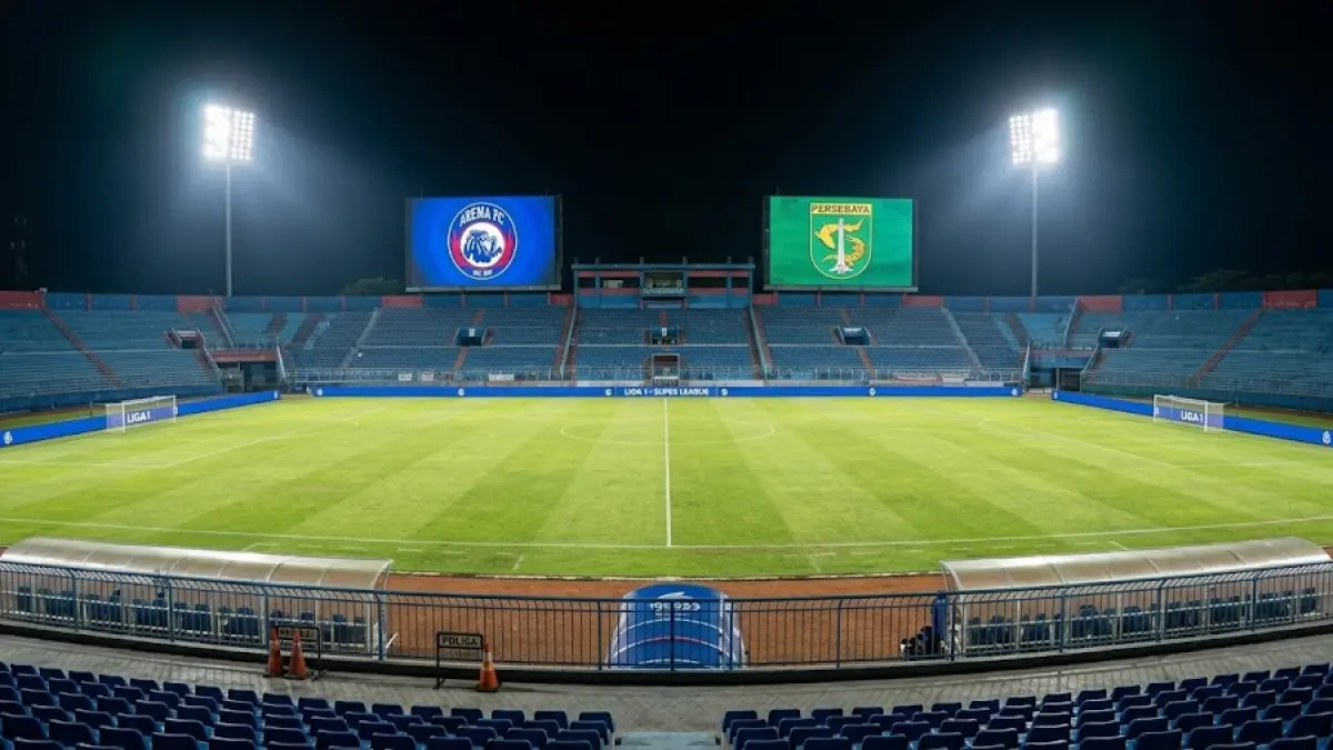 Ilustrasi pertandingan Arema FC vs Persebaya Surabaya di Stadion Kapten Wayan Dipta pada 28 April 2026. Panpel belum memastikan apakah pertandingan tersebut berjalan tanpa penonton atau hanya dapat disaksikan suporter tuan rumah. 