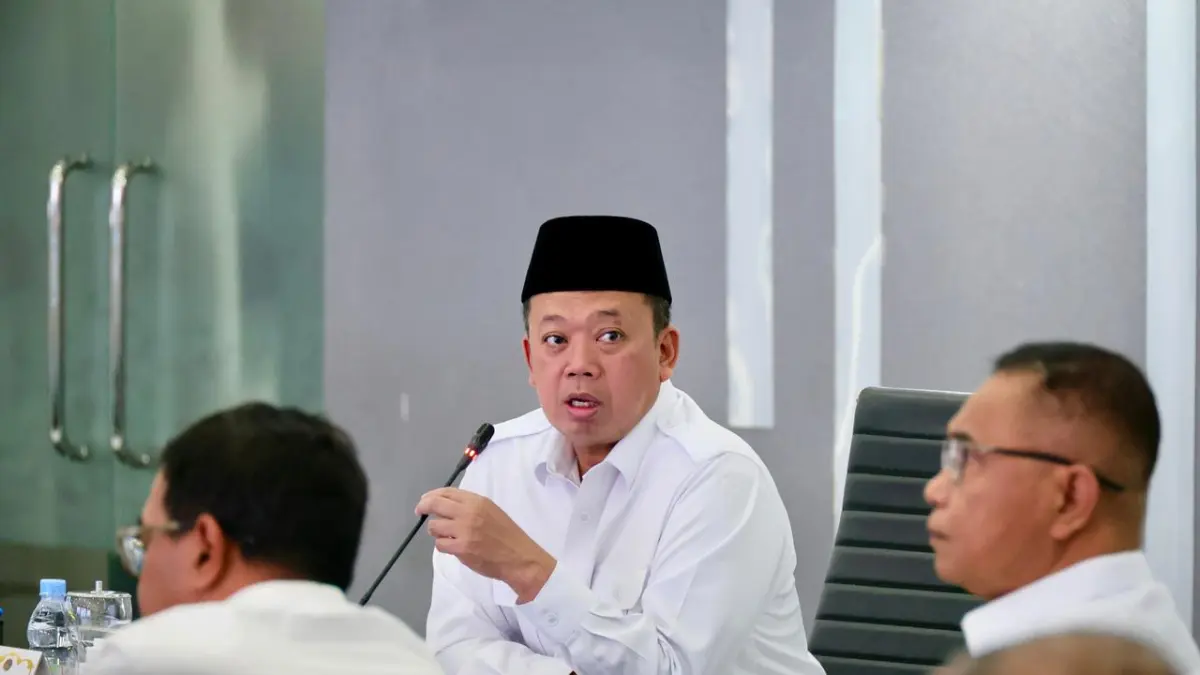 Menteri Nusron Wahid di Aula Prona Kementerian ATR/BPN, Jakarta (16/4/2026).