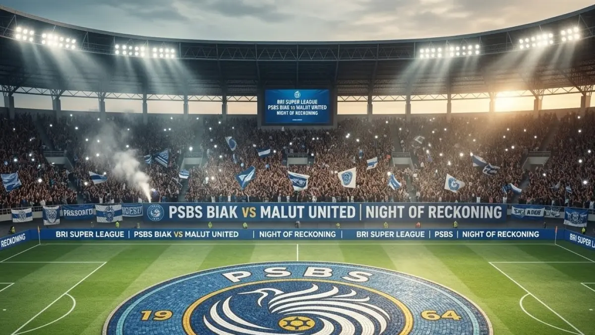 ilustrasi pertandingan PSBS Biak vs Malut United. 