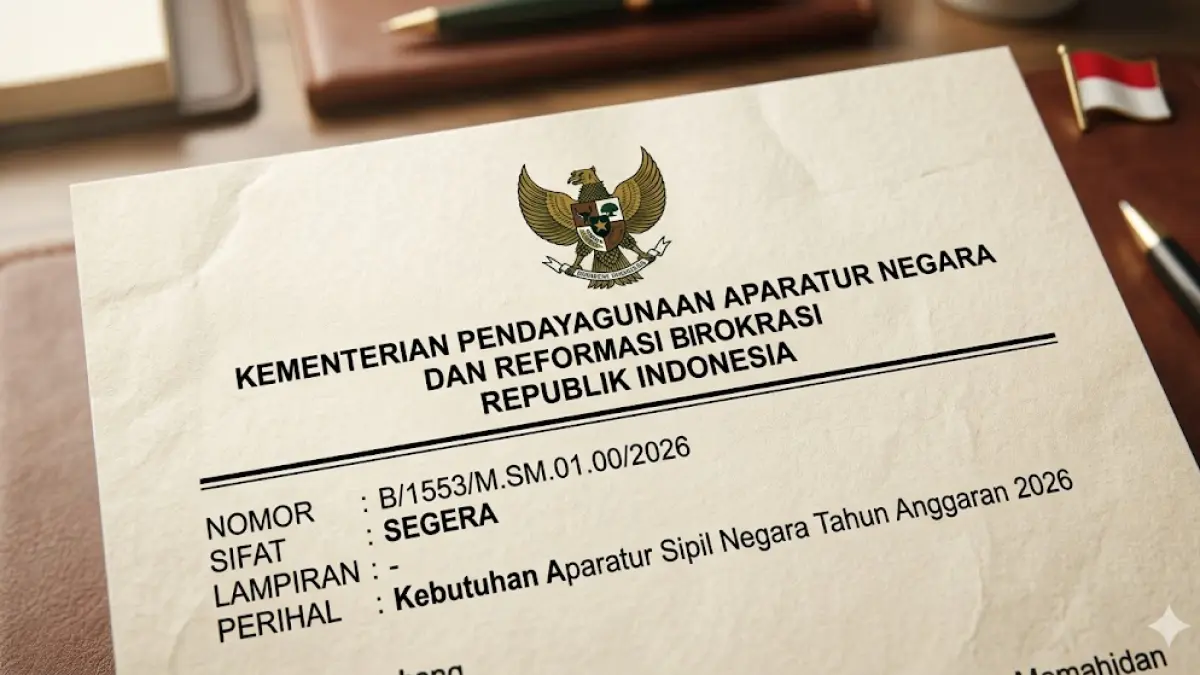 Kop surat Kemenpan RB tentang analisis ASN yang pensiun dan kebutuhan PNS di setiap instansi pemerintah.