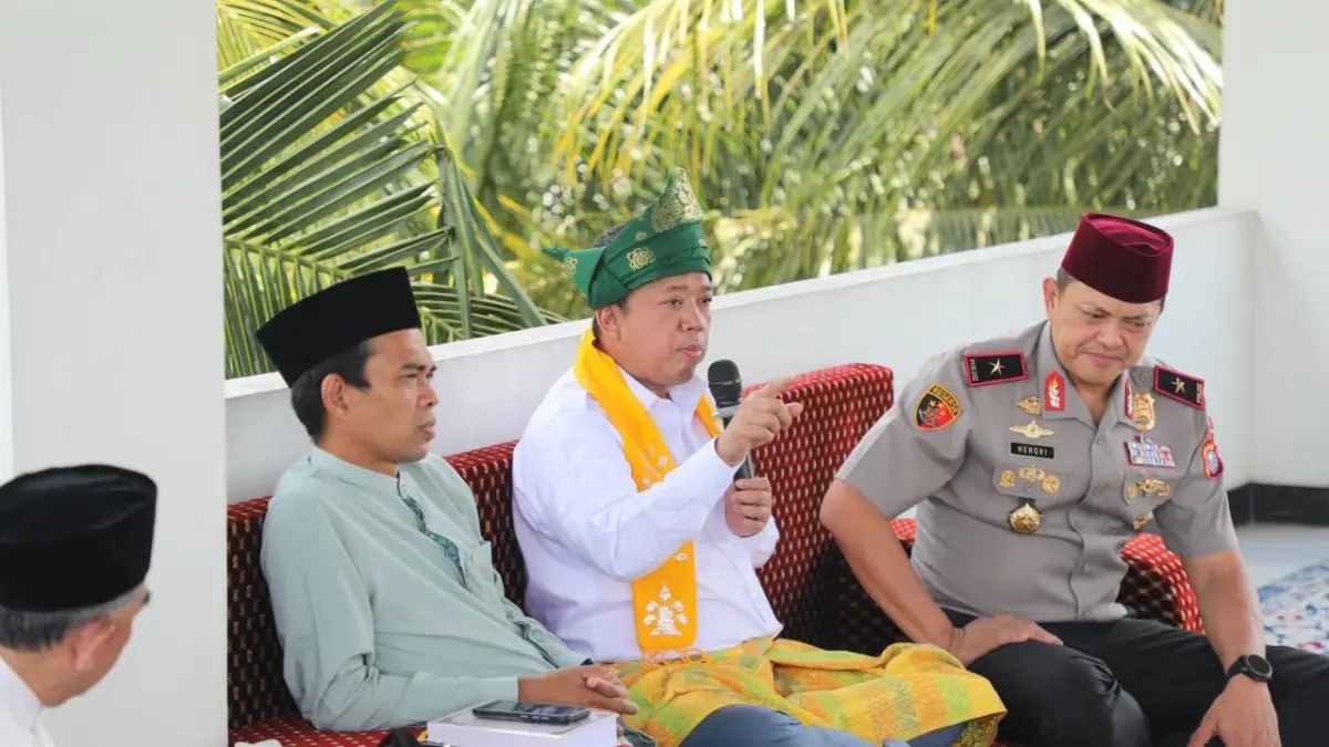 Menteri ATR/BPN Nusron Wahid di Pondok Pesantren Ma’had Az-Zahra, Bangkinang, pada Rabu (22/04/2026).
