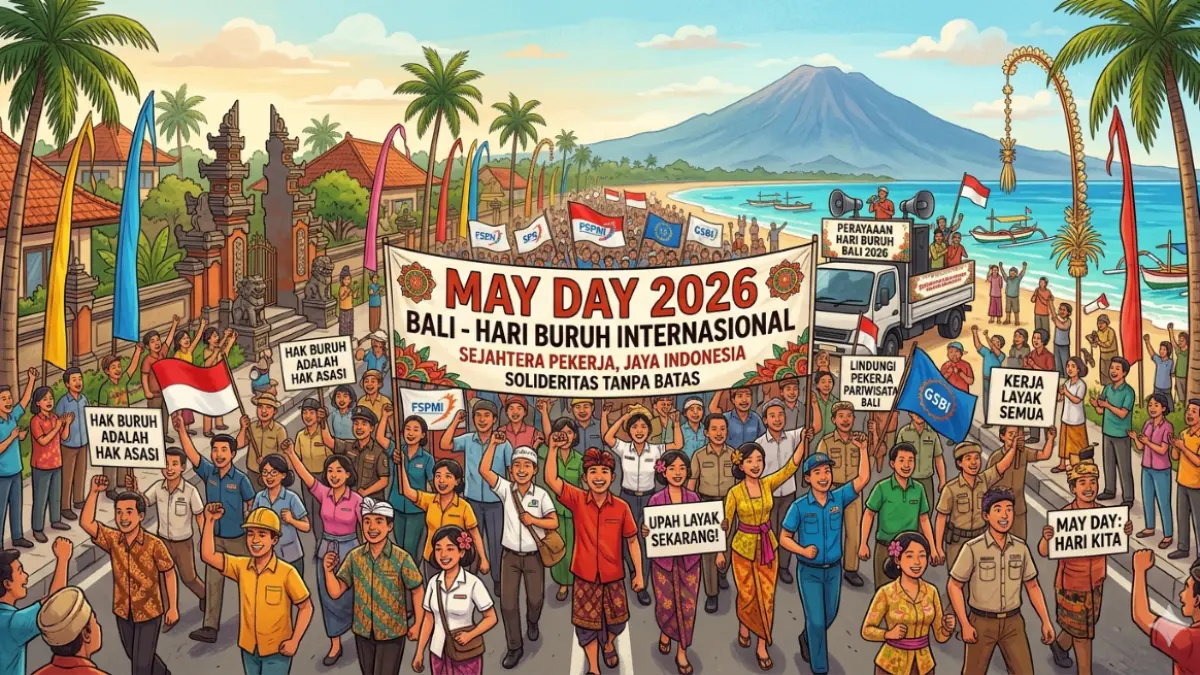 ILUSTRASI gambar peringatan May day 2026 di Bali (Gemini Google)