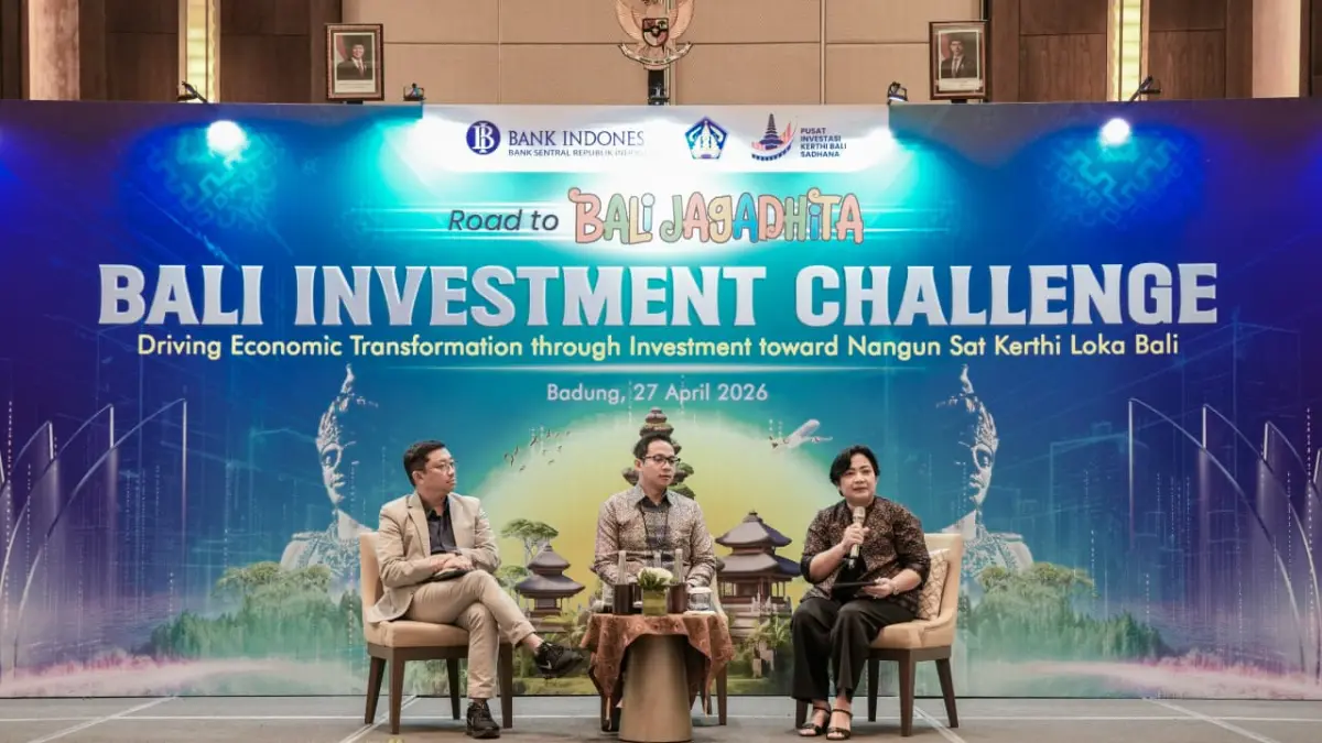 Pusat Investasi Kerthi Bali Sadhana (PIKBS) menyelenggarakan Bali Investment Challenge (BIC) bertema “Driving Economic Transformation through Investment toward Nangun Sat Kerthi Loka Bali” pada 27 April 2026. (HUmas BI Bali untuk radarbali.id)